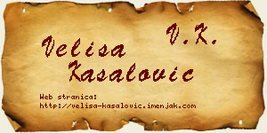 Veliša Kasalović vizit kartica